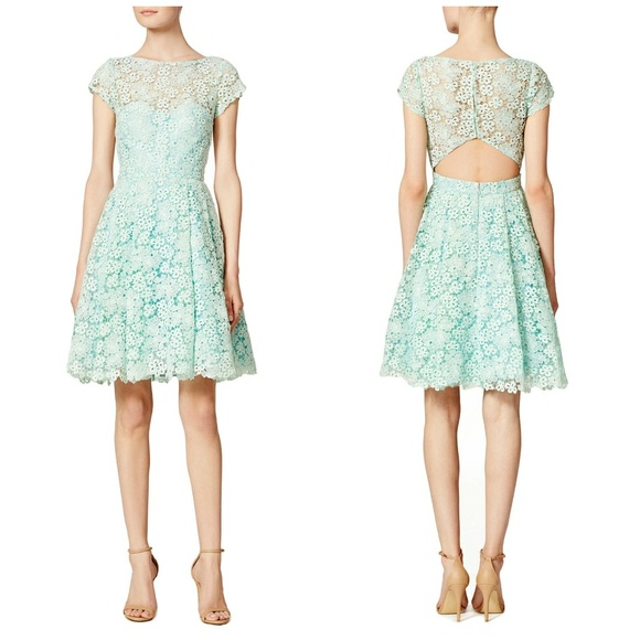 monique lhuillier blue lace dress
